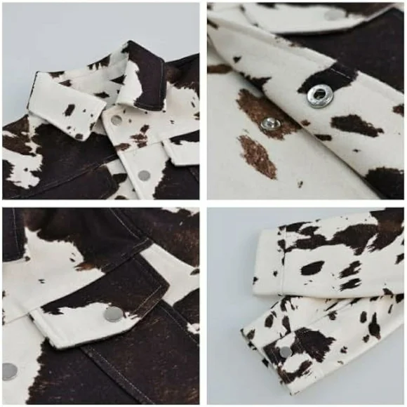 Cowhide Print Women's Jacket - Picture 6 of 8